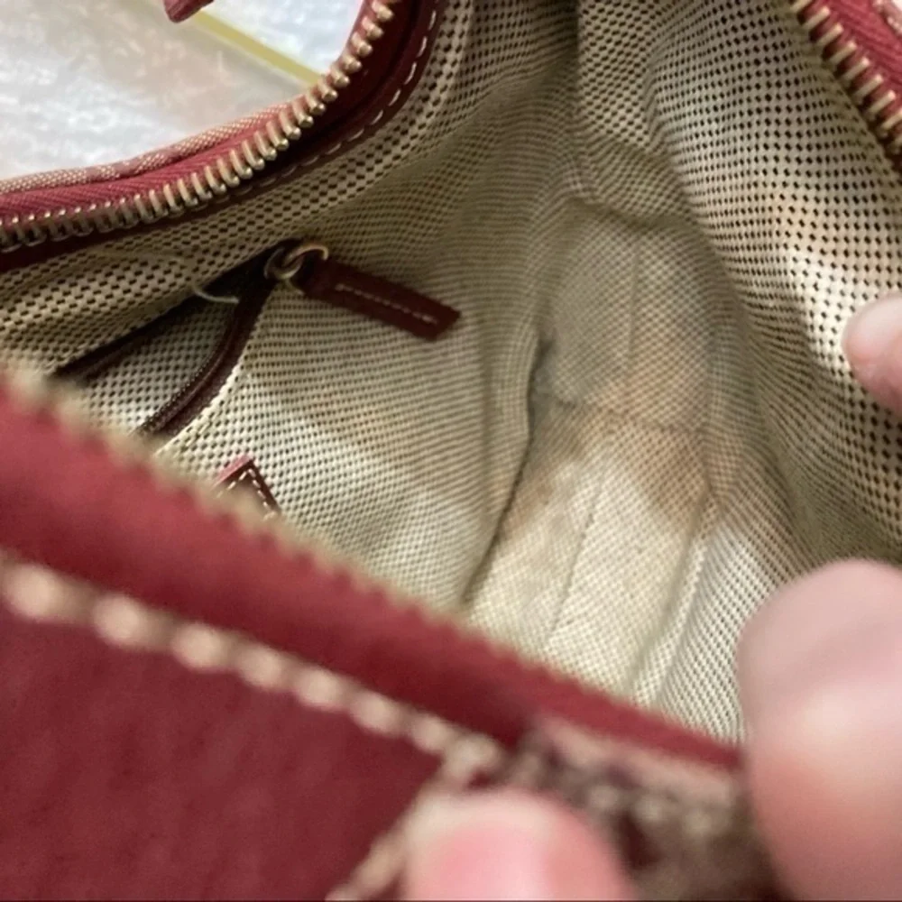Dooney and Bourke red signature db hobo bag
